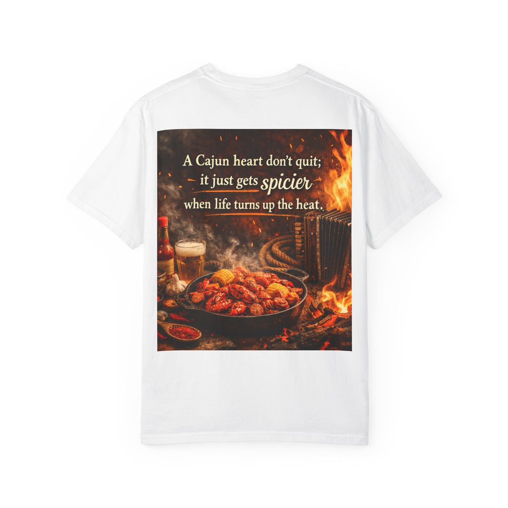 Copy of Copy of Copy of Copy of Copy of Cajun T-Shirt — "Raging Cajun" Front & "A Cajun heart don’t quit; it just gets spicier" Back